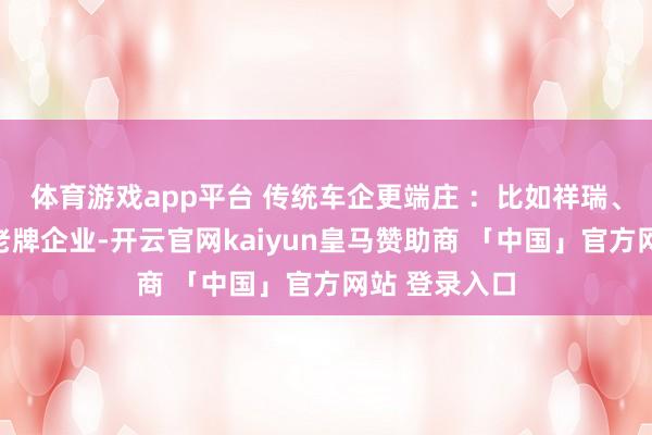 体育游戏app平台 传统车企更端庄 ：比如祥瑞、比亚迪这种老牌企业-开云官网kaiyun皇马赞助商 「中国」官方网站 登录入口